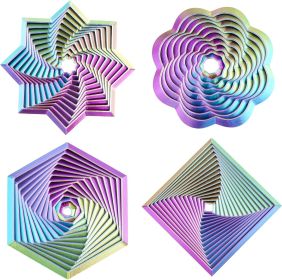 4 Pcs Fractal Fidget Hexagon,3D Printed Stress Relief Sensory Toys for ADHD, Autism, Kids & Adults, Whirling Spiral Design ,Colorful Fidget Toy