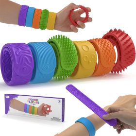 Textured Slap Bracelets for Kids & Adults, Sensory Fidget Bracelet Stress Relief Toys, Toys for Kids with Autism ADHD Anxiety Aid, Classroom Rewa
